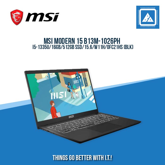 MSI MODERN 15 B13M-1026PH I5-1335U/16GB/512GB SSD | BEST FOR STUDENTS AND FREELANCERS LAPTOP MSI MODERN 15 B13M-1026PH I5-1335U/16GB/512GB SSD | BEST FOR STUDENTS AND FREELANCERS LAPTOP